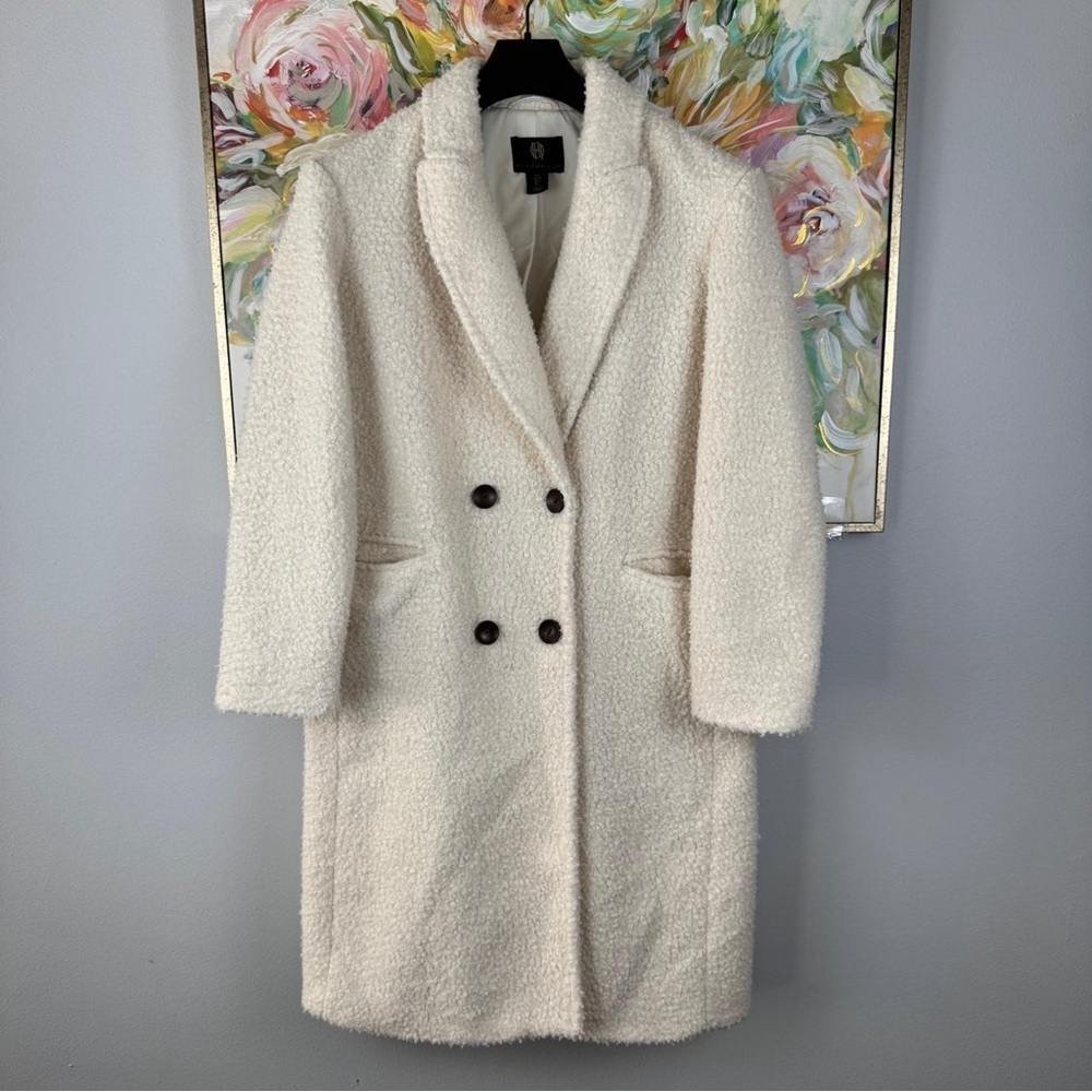 House of Harlow 1960 Cream Bouclé Teddy Coat | Size S